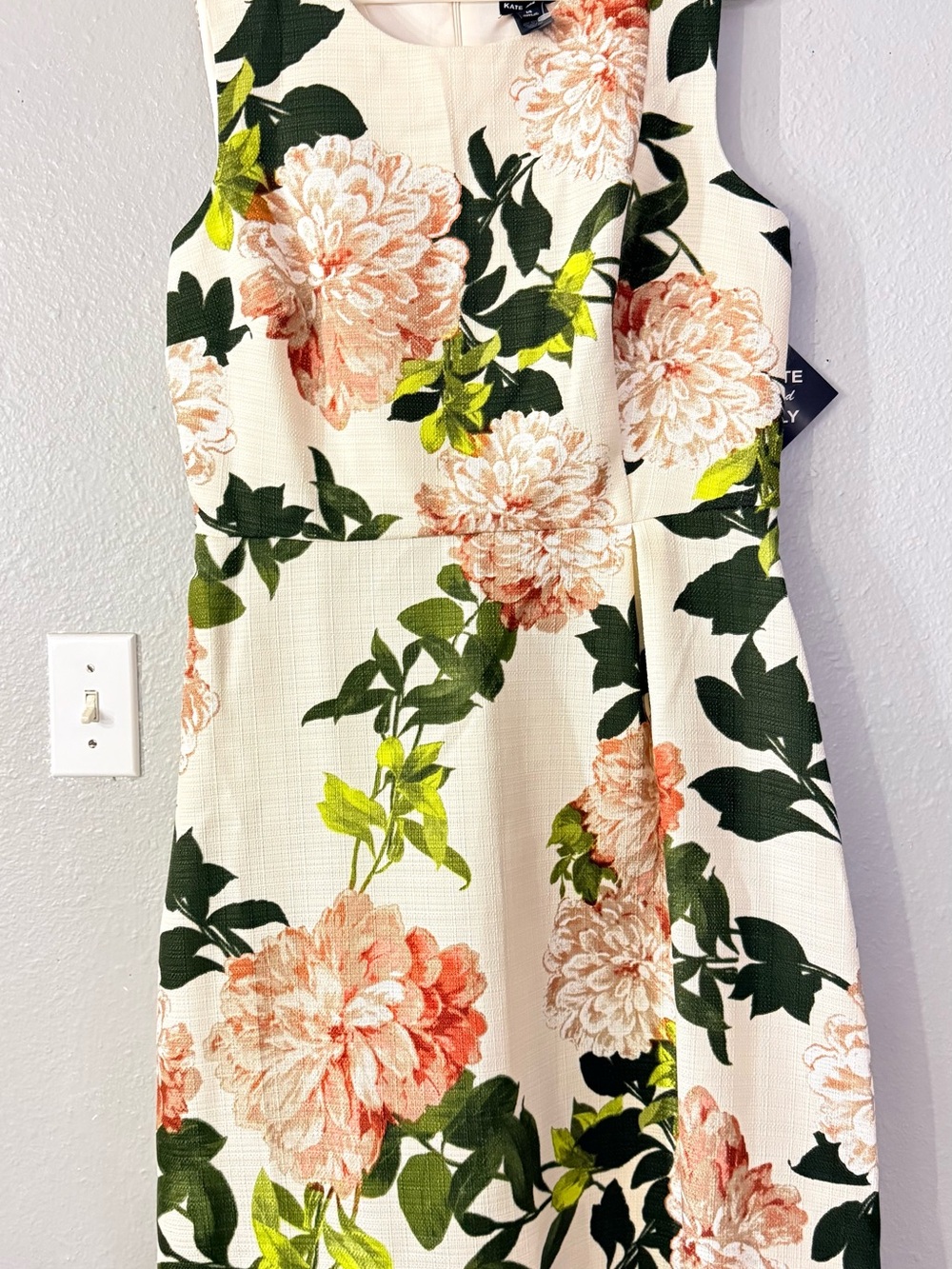 Taylor Cream Midi Dress with Peach Floral Print